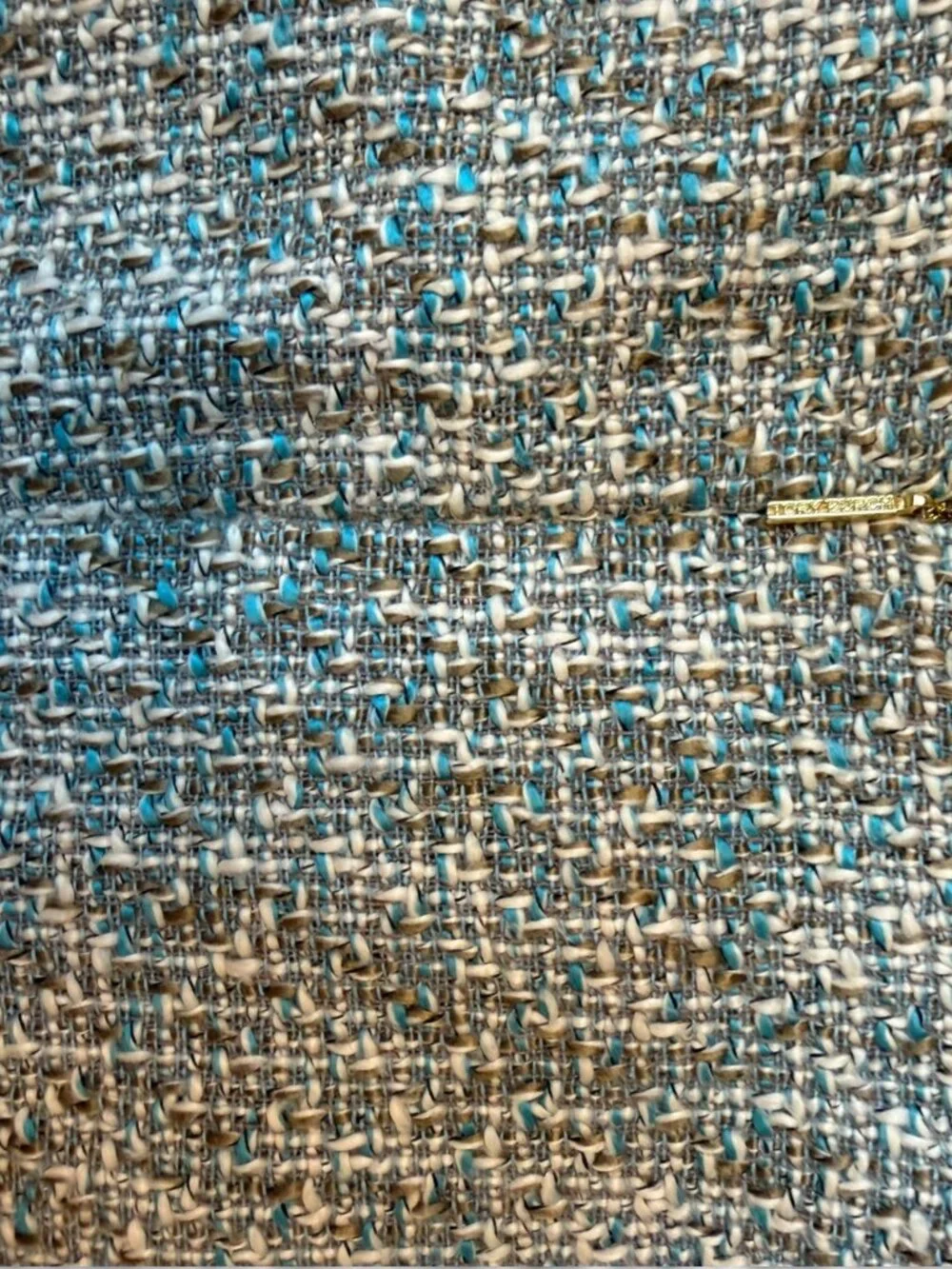 Tory Burch Curtis Tweed Fringe Dress Size 2 Blue Brown Bouclé